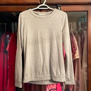 Light gray lightweight sweatshirt with velvet hearts on the elbows.